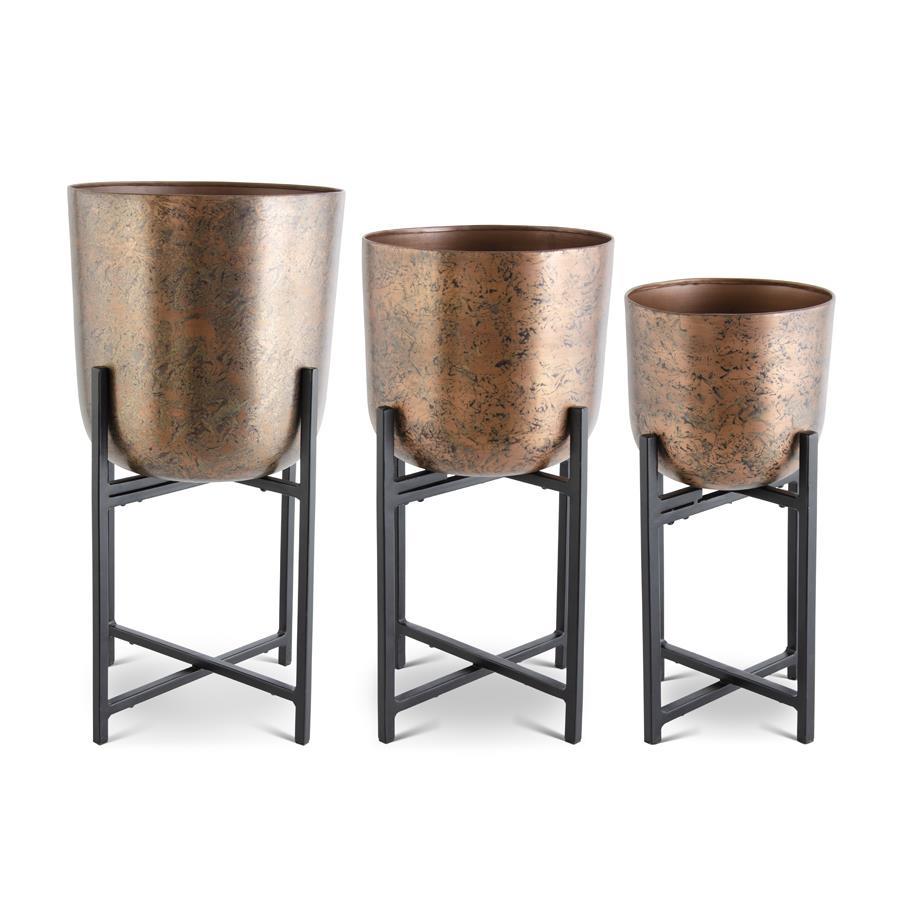 Copper Distressed Metal Planter Collection