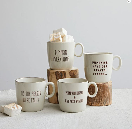 Fall Stoneware Mugs, Assorted Styles