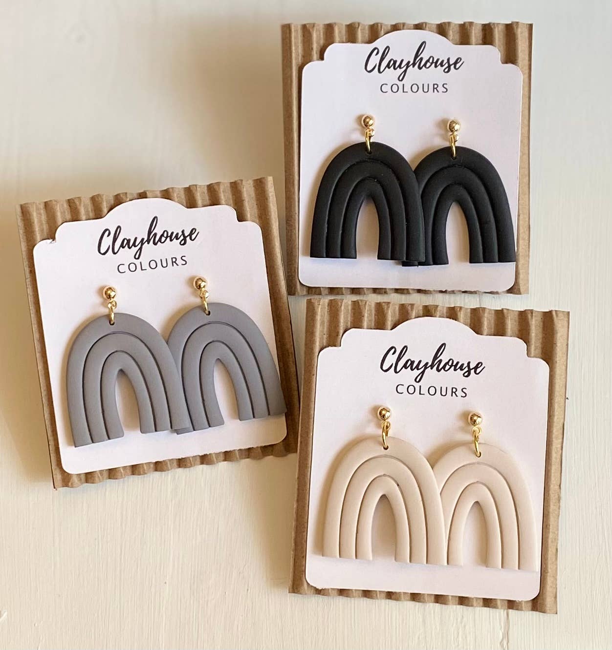 Neutral Clay Earrings: Black