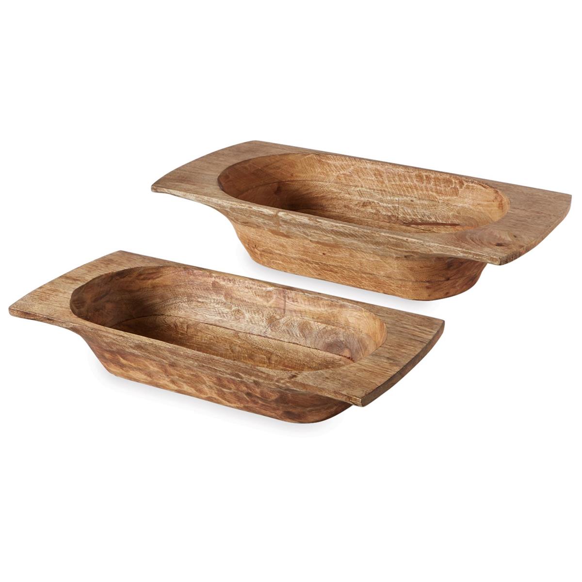 Hand Carved Mango Wood Dough Bowl Set