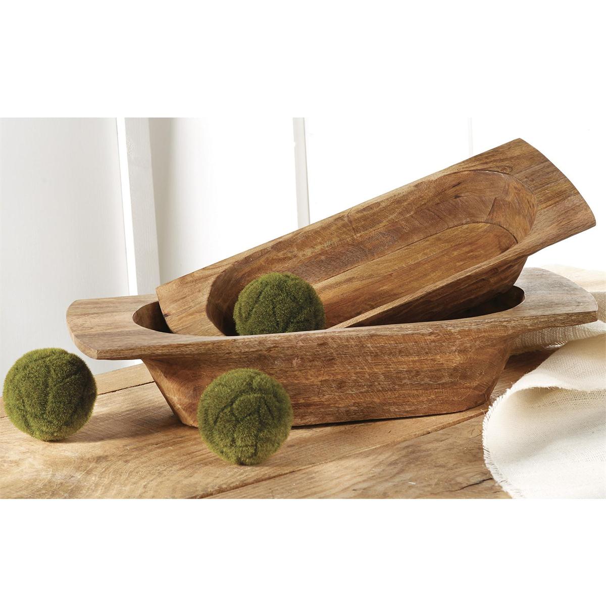 Hand Carved Mango Wood Dough Bowl Set