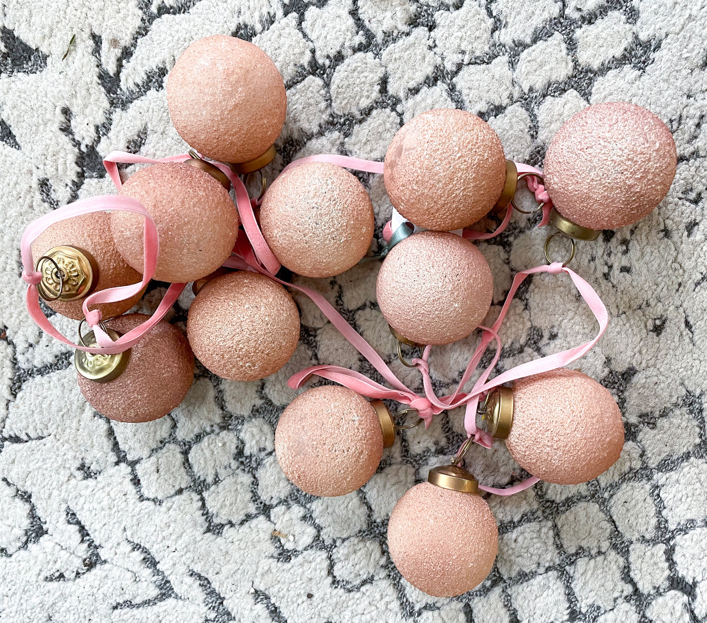 Pink Textured Glass Ball Ornament Garland