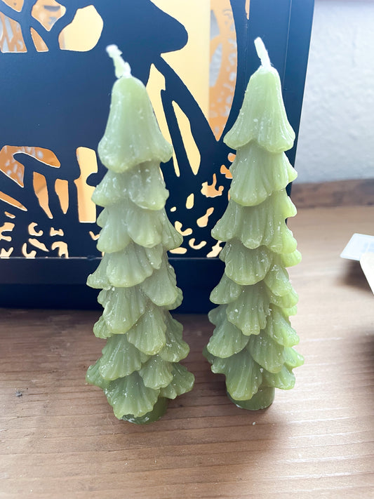 Small Green Unscented Tree Shaped Taper Candles