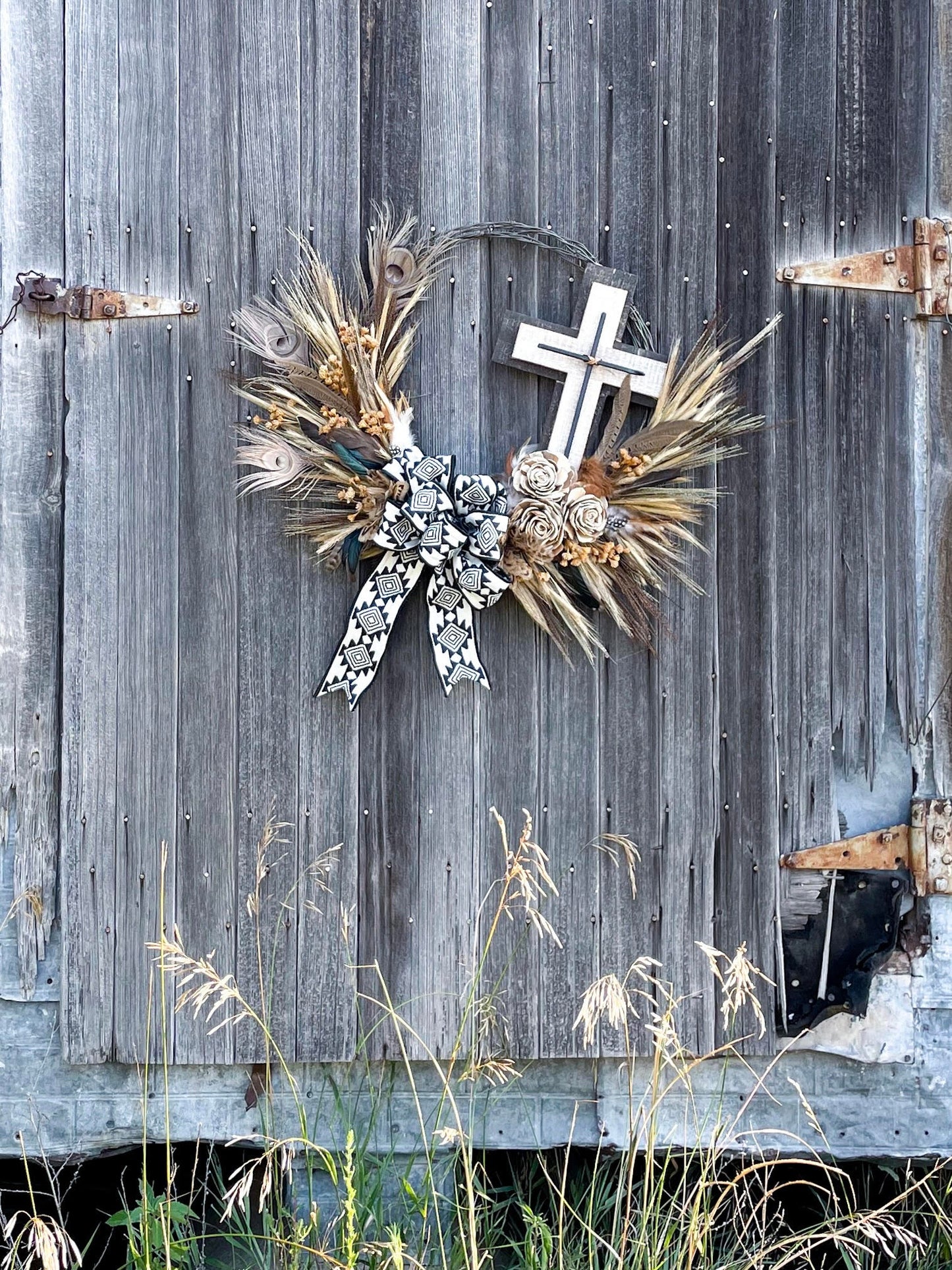 Custom Barbed Wire Western Wreath