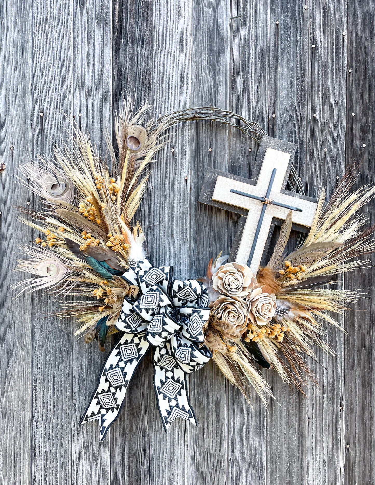 Custom Barbed Wire Western Wreath