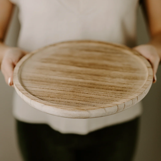 Large Rustic Round Wood Tray