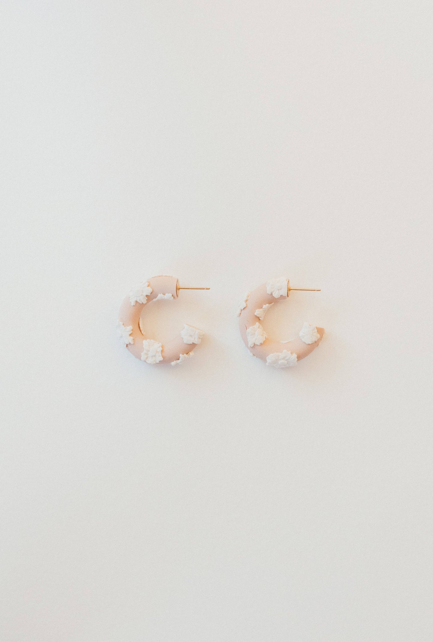 Pink Floral Clay Hoop Earrings