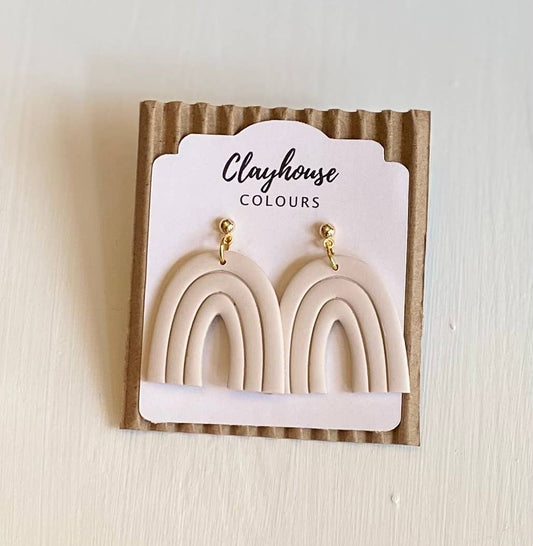 Neutral Clay Earrings: Cream