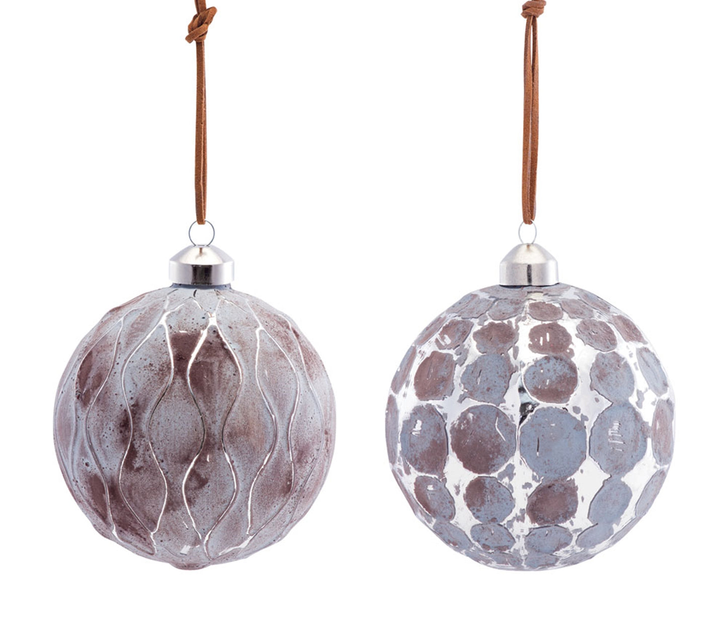 Taupe & Silver Distressed Glass Ornaments