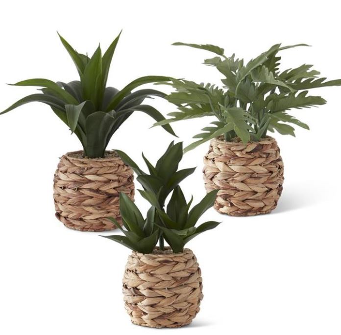 Assorted Faux Plants In Woven Pots