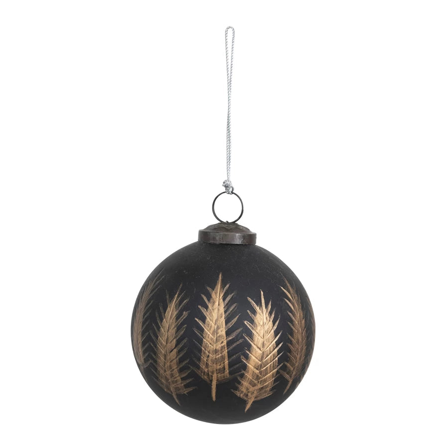 Hand-Painted Glass Ball Ornament with Trees