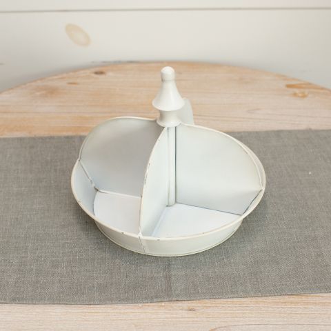 White Metal Divided Tabletop Tray