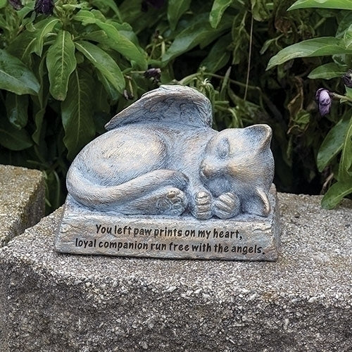 Paw Prints On My Heart Cat Angel Garden Statue