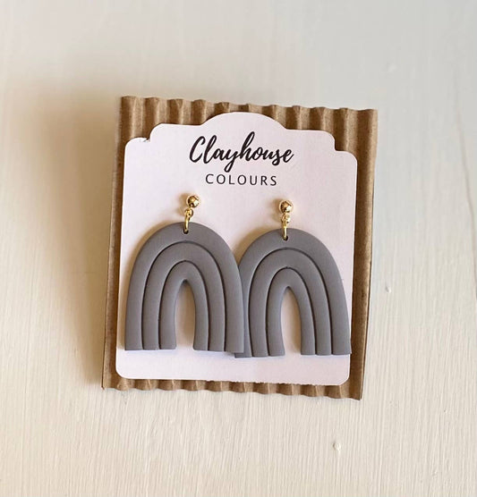Neutral Clay Earrings: Gray